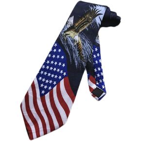 Steven Harris Men's Patriotic Eagle Over Flag Neck Tie - Blue
