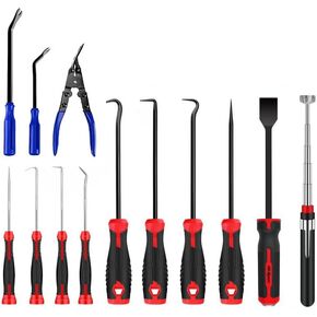-13 Pieces-Precision Hook Pick Set, Scraper, Magnetic Telescopic Pick, clamp and Other Tools, Suitable for Automotive, Mechanical, Electronic, Daily Product Maintenance.