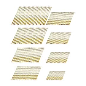 800 Pcs 21 Degree Framing Nails 8 Sizes 2, 2-1/4, 2-1/3, 2-1/2, 2-3/4, 3, 3-1/7, 3-1/2 Inch Full Round Head Nail Hot Dipped Galvanized Plastic Collated Framing Nails, Ring Shank, Smooth Shank