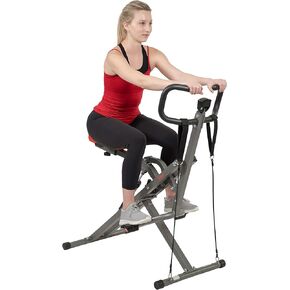 Sunny Health & Fitness Row-N-Ride PRO, Full Body Combo Fitness Machine w/Resistance Bands, Easy Setup & Foldable for Rower, Glute & Leg Cardio Workout, Optional SunnyFit App Connection