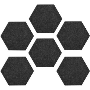 بلاط لوح اللباد Navaris Hexagon - مجموعة من 6 لوحات نشرات للمذكرات مع حزمة دبابيس دفع 5.9 × 7 بوصات (15 × 17.7 سم) - رمادي داكن