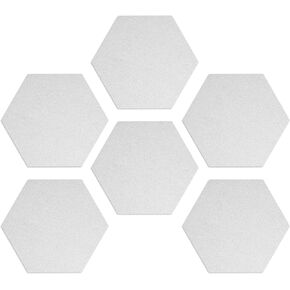 Navaris Hexagon Felt Board Tiles - Set of 6 Notice Memo Bulletin Boards with Push Pins Pack 5.9 x 7 inches (15 x 17.7 cm) - Dark Grey