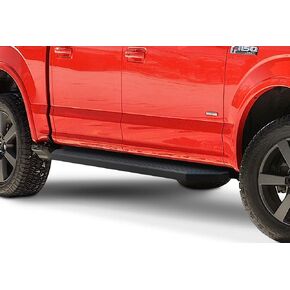 APS Black Running Boards Compatible with Ford F150 2015-2024 SuperCrew Cab & F150 Lightning 2022-2024 & F-250 F-350 Super Duty 2017-2024 Crew Cab (Nerf Bars Side Steps) 6in Wide Stainless Steel