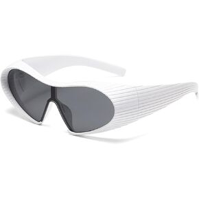 Futuristic One-piece for Women Men Cyberpunk Mirrored Fashion Sun Shades for Costume Party Club