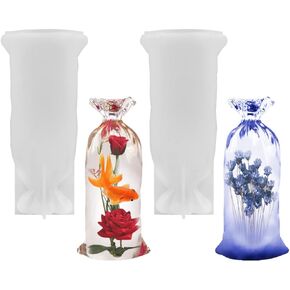 Lucky Bag Resin Molds, AIFUDA 2 Pack Silicone Moulds for 3D Resin Epoxy Casting Crafts, DIY Home Decor and Flower Specimen Preservation