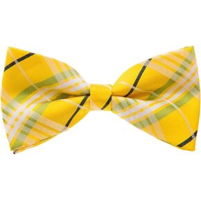 Retreez Stylish Classic Plaid Check Woven Microfiber Pre-tied Bow Tie (5")