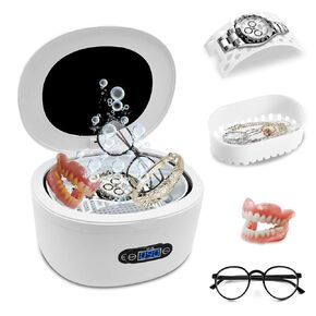 GTSONIC Ultrasonic Jewelry Cleaner -Silver Cleaner for Jewelry Rings Eyeglasses Watches Coins Tools Razors Earrings Necklaces Dentures,Waterproof with Five Digital Timer and 25 Ounces Tank