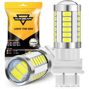Auxbeam 3156 T25 P27W LED Bulbs, 3500K Amber Yellow, Super Bright LED Turn Signal Backup Direction Blinker Lights for Cars Trucks Motorcycles, 3030-SMD 12V, Pack of 2