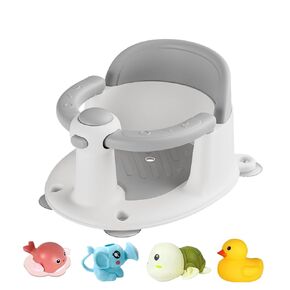 Baby Bath Seat for Infant Toddler 6 Months and up, Portable Foldable Non-Slip Baby Bathtub Seat 4 Secure Suction Cups for Baby Sitting Up (Grey)