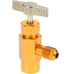 R134A Self-Sealing Can Tap with Right Hand Thread, R134A Valve Tool Bottle Opener with 1/2" Female R-H Thread and 1/4’’ SAE Male Connector, Fits for R134A Automotive Air Conditioning Charging