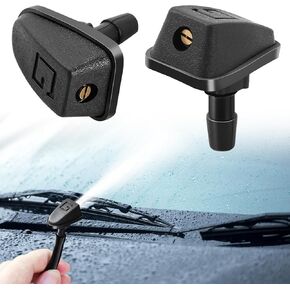 2PCS Windshield Washer Nozzle - Single Hole Fan-Shaped, Adjustable Nozzle for Front Windshield, Universal Fit for Cars & Trucks, Black Wiper Sprayer Accessories in Kuwait