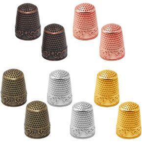 10Pcs Sewing Thimbles,Sonku Metal Thimbles for Hand Sewing Finger Protector for Knitting Needlework DIY Tools