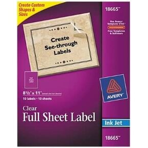 Avery® Easy Peel® Permanent Address Labels, Shipping, 18665, 8 1/2" x 11", Matte Clear, Box of 10