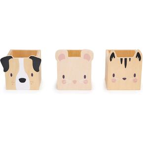 Tender Leaf Toys - Pet Pencil Holders - 3 Animal Themed Wood Desktop Organizers - Fun and Practical Storage for Pens/Pencils/Make-up/Stationary - Gender Neutral Décor Organisation for Kids - Age 3+