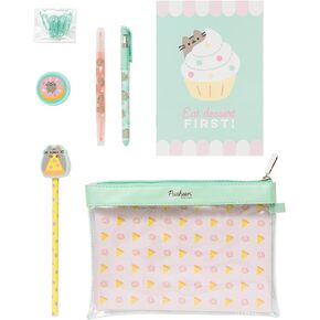 Pusheen Foodie Super Stationery Set - Pens and Pencil with Eraser Topper - Large Pencil Case - Paper Clips - Sharpener - Notes