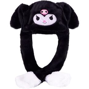 Kawaii الأبيض الكلب الأرنب الأذن تتحرك القفز القبعات الدافئة أفخم الأرنب الشتاء قبعات لطيف الكلب قبعة الجدة قبعات الحفلات للمرأة