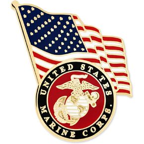 PinMart Officially Licensed U.S.M.C. Lapel Pin – Military Insignia United States Marine Corps Letters Pin – Gold Plated Enamel Brooch with Secure Clutch Back