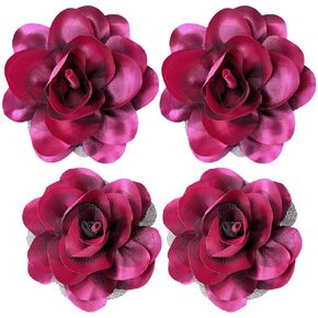 Women's Brooches 4pcs Rose Flower Hair Clip Flamenco Dancer Pin up Mexican Hair Flowers Clips Hairpin Brooch Tea Party Hats Headpieces (gold)