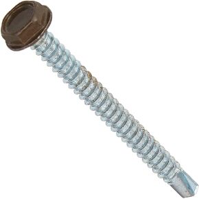 560401 10-Inch x 2-Inch Washer Head Self Drilling Screw with Painted Head, 50-Pack, Brown