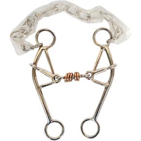 HILASON Gag Double Jointed Bit with Dogbone Copper Rollers Link | Horse Bit | Horse Bits Western | Walking Horse Bits | Training Horse Bit | Equine Bits | Bit for Horses