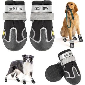 Dog Shoes for Medium Dogs, Small Dog Boots & Paw Protectors, 4Pcs Dog Booties, Rugged Anti-Slip Sole, with Night Reflective Strip for Hot Pavement and Rain or Snow Outdoor Walking. (Black, 5)