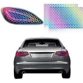 2 Pcs Car Rear Tail Light Lamp Stickers Honeycomb Type Decal, 18.9"×11.8" DIY Self Adhesive Tint Film Taillight Sheet, Universal Car Accessories for Rear Light Cover Trim (Carbon Fiber Black)