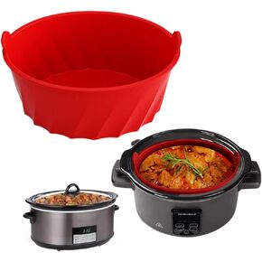 Slow Cooker Liners, 1pcs Reusable Silicone Slow Cooker Liner fit 6-8 Quart Oval Slow Cooker, Leakproof Pot Inserts Liners, Easy to Clean, Dishwasher Safe