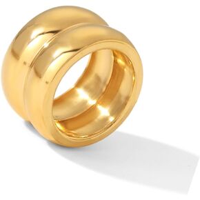 Chunky Gold Rings for Women Silver Thick Rings Gold Statement Rings for Women Simple Bold Chunky Silver Rings Solid Dome Ring Minimalist Stackable Band Rings Size 6-10