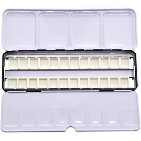 Looneng Empty Watercolor Palette Paint Case - Metal Tin Box with 24 Half Pans