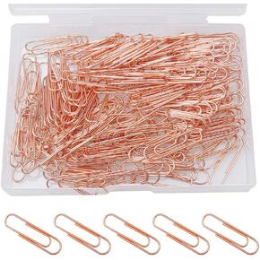 200 Pcs Rose Gold Paper Clips, 1.1" (28mm) Smooth Finish Steel Wire Paperclips Medium Size Paper Clips for Organizing School Home Office Supplies