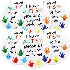 Bulk I Have Autism, Please Be Patient With Me Button, Large Awareness Accessories for Clothing, Backpacks, and Hats, 2.25 Inches (Pack of 6) in Kuwait