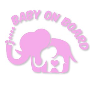 Baby On Board Car Sticker Elephant Decal Pink Vinyl Waterproof