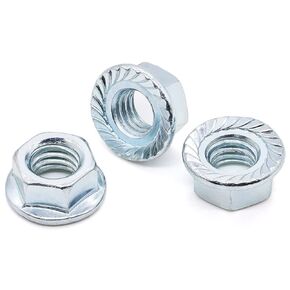 M10-1.5mm Serrated Flange Hex Nuts, Carbon Steel, Zinc Plated Finish, Hexagon Nuts with Serrated Flange Washer Head, by Glvaner, 10 PCS