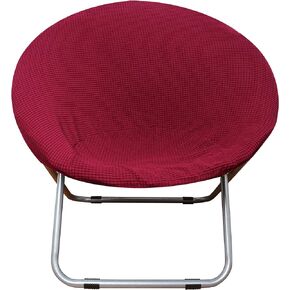 Stretchable Corn Fiber Jacquard Fabric Slipcover for Saucer Chair, Dia: 30.7", Removable & Stretch-Up Moon Dish Round Circle Cushion - Ideal Replacement for Fluffy, Collapsible Chairs (1PC, Red)