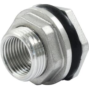 2 Pcs Stainless Steel Bulkhead Water Tank Connector 3/4 Inch Fitting Bulkhead(Silver)
