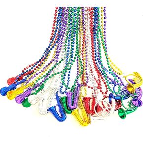 36 Pcs Mardi Gras Bead Necklace Bulk Multi Colors Mardi Gras Beads Parade Throws Party Decor Favor Supplies