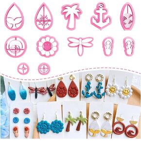 Keoker Polymer Clay Cutters, Summer Clay Cutters, Polymer Clay Cutters for Earrings Jewelry Making, 12 Shapes Flower Clay Earrings Cutters