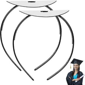 2PCS Graduation Cap Headband, Secures Your Graduation Cap, Grad Cap Headband, Firm Anti-Fall Hairband for Graduation Cap, Hat Accessories for Graduates, Students Black