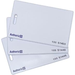 100 – 26 Bit H10301 125 KHz Clamshell Proximity Card Wiegand T5577 chip. Compatible with 1386 1326 7610 1586 1391 and 1346. Works with Nearly All Access Control Systems. Free tech Support.