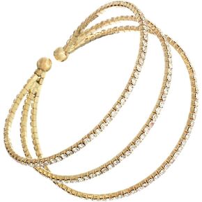 Rosemarie Collections Crystal Rhinestone Flexible Wire Style Triple Cuff Bracelet
