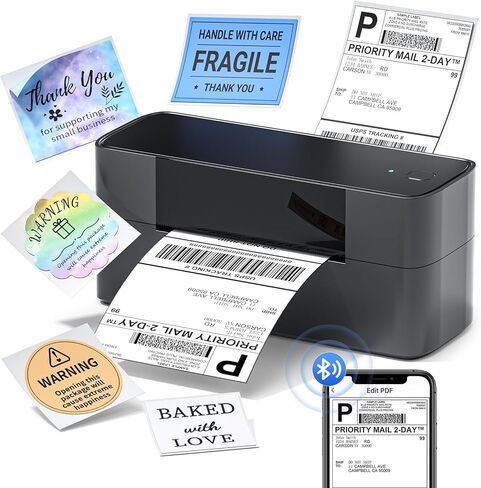 Phomemo Bluetooth Thermal Label Printer, 4x6 Thermal Shipping Label Printer for Small Business, 245-BT Bluetooth Shipping Label Printer for Shipping Packages, Compatible with iPhone, USPS, Amazon in Saudi Arabia
