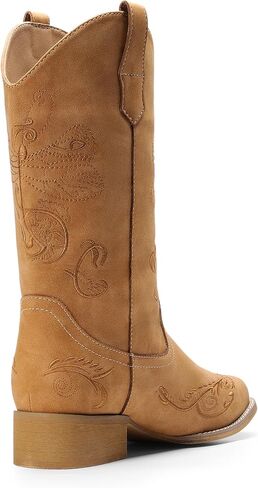 DREAM PAIRS Women's Cowboy Boots Mid Calf Cowgirl Boots Embroidery Stitched Square Toe Western Boots in Kuwait