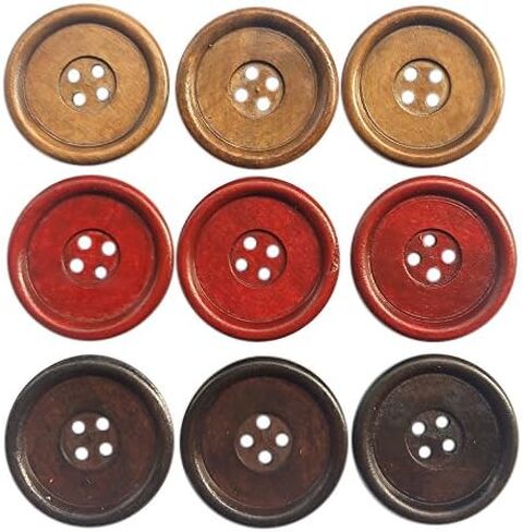 Chenkou Craft 30pcs Big Size 40mm 1 1/2" Round Wood Buttons 4 Holes Craft Sewing Button (Mix) in Saudi Arabia