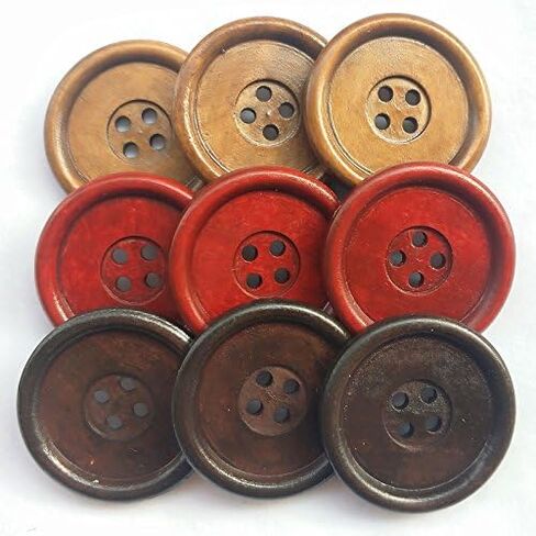 Chenkou Craft 30pcs Big Size 40mm 1 1/2" Round Wood Buttons 4 Holes Craft Sewing Button (Mix) in Saudi Arabia
