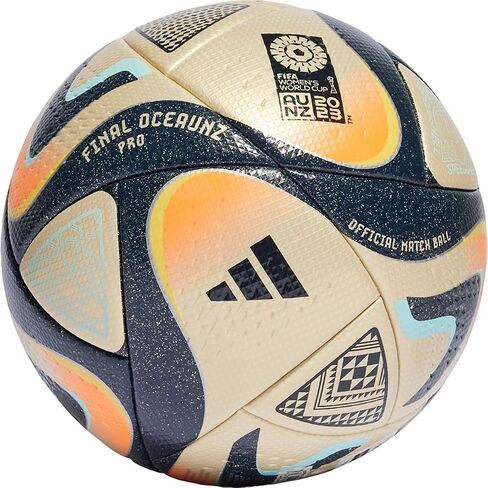 كرة المباراة النهائية الرسمية لكأس العالم للسيدات من adidas FIFA - اختيار النخبة لكرة القدم النسائية (ذهبي معدني/أزرق داكن/أكوا شفاف/برتقالي شمسي) مقاس 5 in Saudi Arabia
