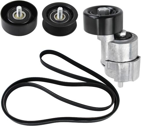Idler Pulley and Belt Tensioner V-Ribbed Belt Kit Compatible with 2010-2016 Hyundai Kia 2.0L 2.4L Replaces 252122G760 2528125000 2528825001 2528725110 in Saudi Arabia