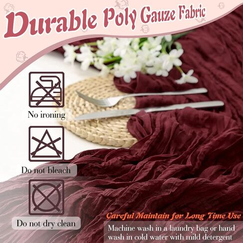 Red Cheesecloth Table Runner 2 Pack 35" Boho Gauze Table Runner 120 inches Long Table Runner Rustic Sheer Fabric Bulk for Baby Shower Wedding Bridal Birthday Party Table Decorations in Kuwait