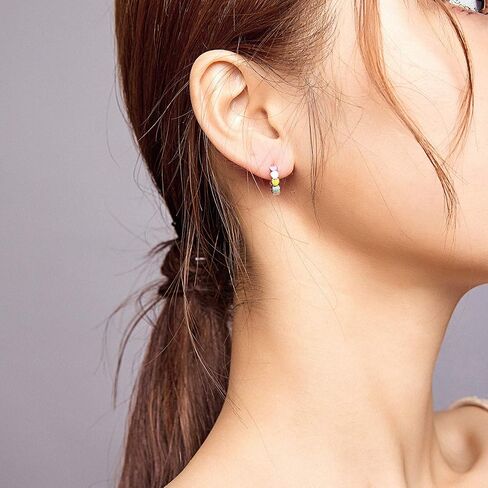 925 Sterling Silver Colorful CZ Cute Stud Hypoallergenic Earrings in Saudi Arabia