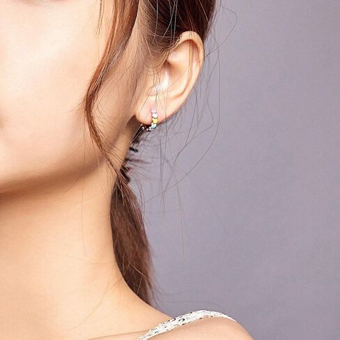 925 Sterling Silver Colorful CZ Cute Stud Hypoallergenic Earrings in Saudi Arabia