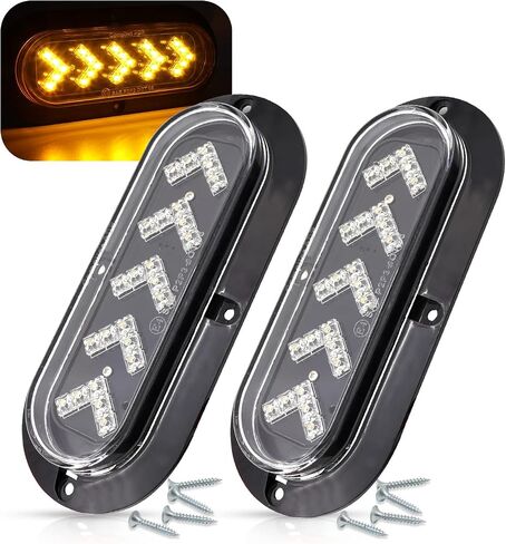 Oval Arrow 6 Inch Turn Signal Lights 25 LED Clear Lens Amber Light for Truck,Trailer,Tail Marker Light Waterproof 12V DC Pack of 2 in Saudi Arabia